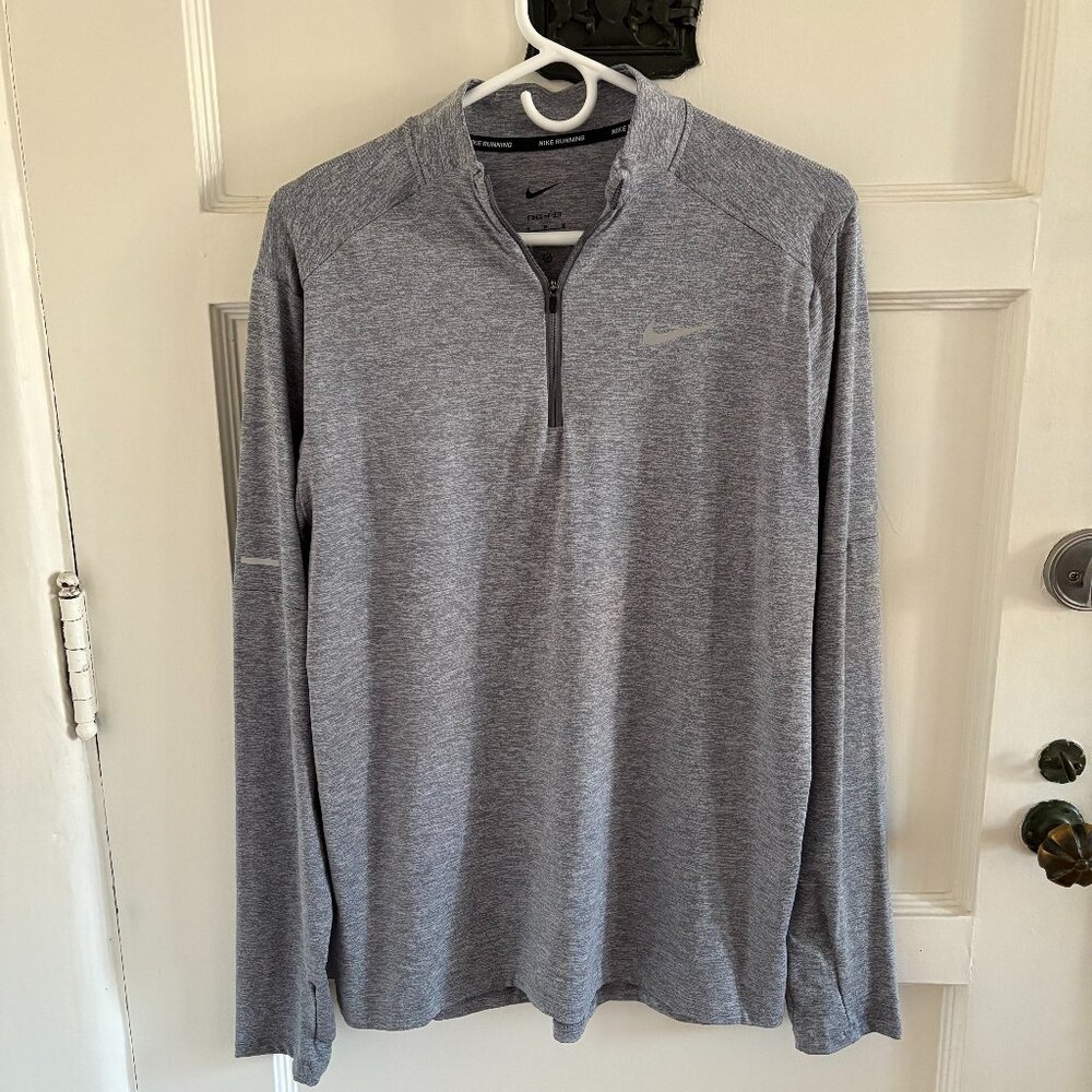 Nike Dri-FIT Quarter-Zip Midlayer Running Shirt | Mens Size Medium | Smoke Grey